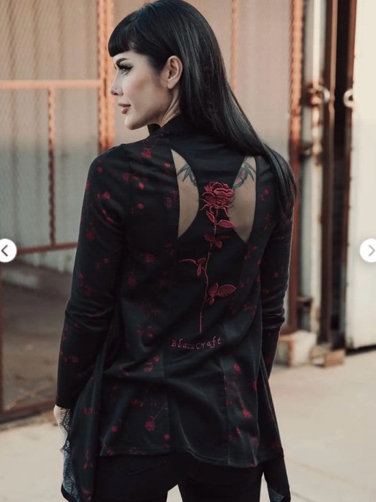 Blackcraft Cult Sweaters - NWT Blackcraft Cult Black Sheer Cardigan Mesh Rose Embroidery Medium Gothic Emo